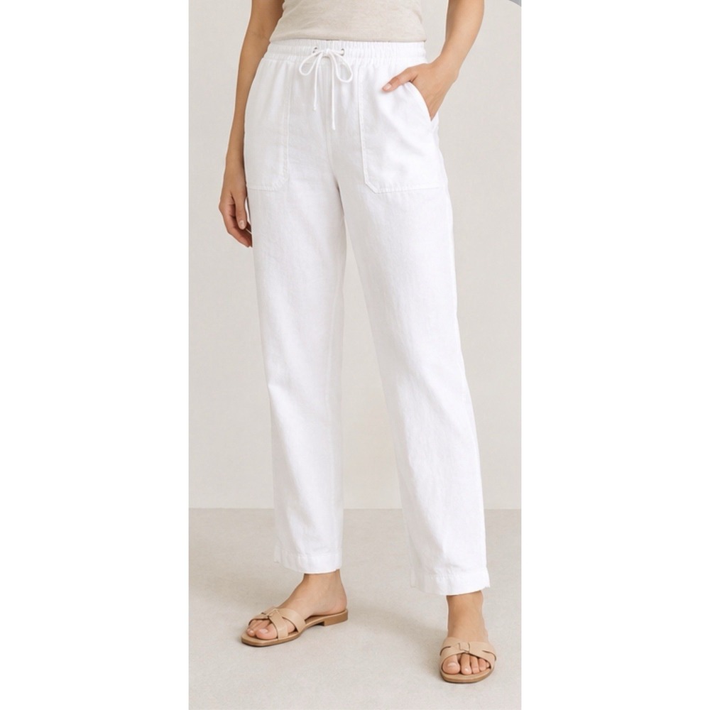 NEW! J. Crew Linen Blend Seaside Pants Tie Waist Pockets White SZ XS